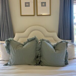 Blue Ruffled Euro Pillow Shams